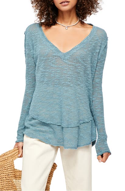 Free People Ocean Air Hacci Pullover In Moss