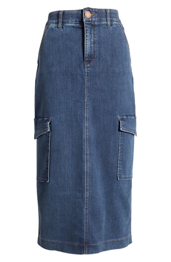 Shop Wit & Wisdom 'ab'solution Skyrise Denim Cargo Skirt In Indigo