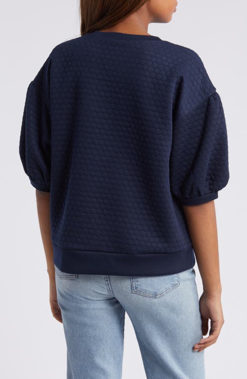 Shop Caslonr Caslon(r) Jacquard Puff Sleeve Sweatshirt In Navy Blazer