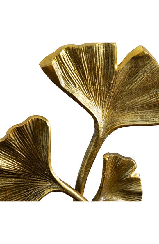 Shop Nearly Natural 15-inch Leaf Sculpture Decor In Gold