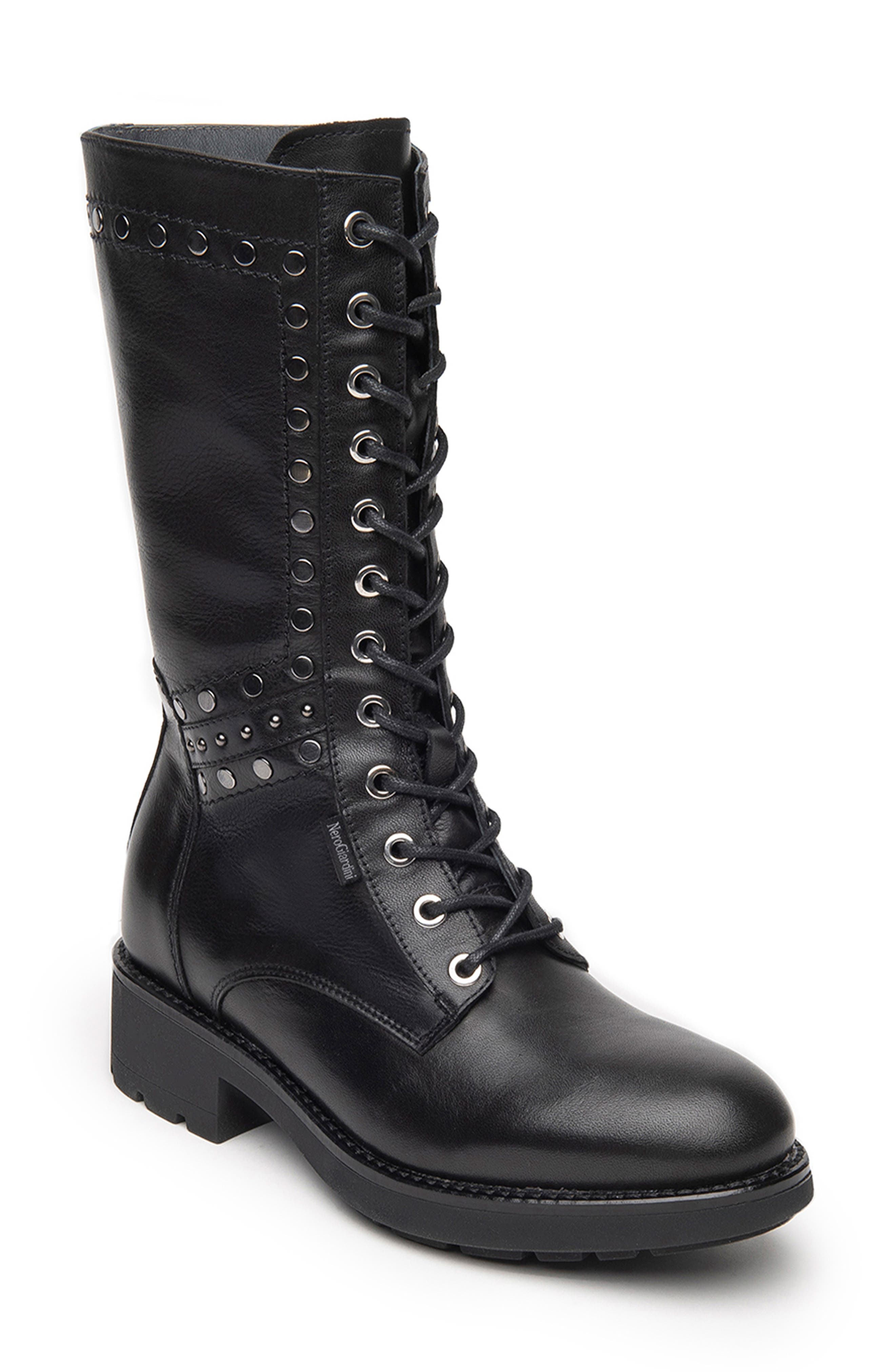 designer studded combat boots