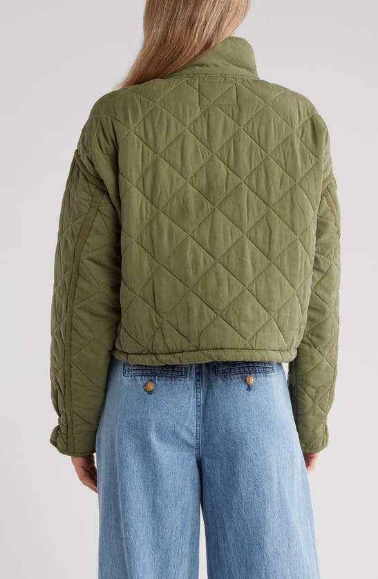 Shop Blanknyc Cropped Quilted Jacket In Green Olive