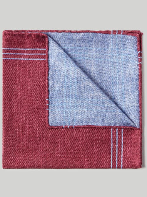 Shop Robert Talbott Collins Reversible Silk Pocket Square In Burgundy/sky