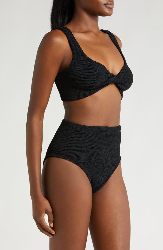 Shop Hunza G Juno Crinkle Twist Two-piece Swimsuit In Black