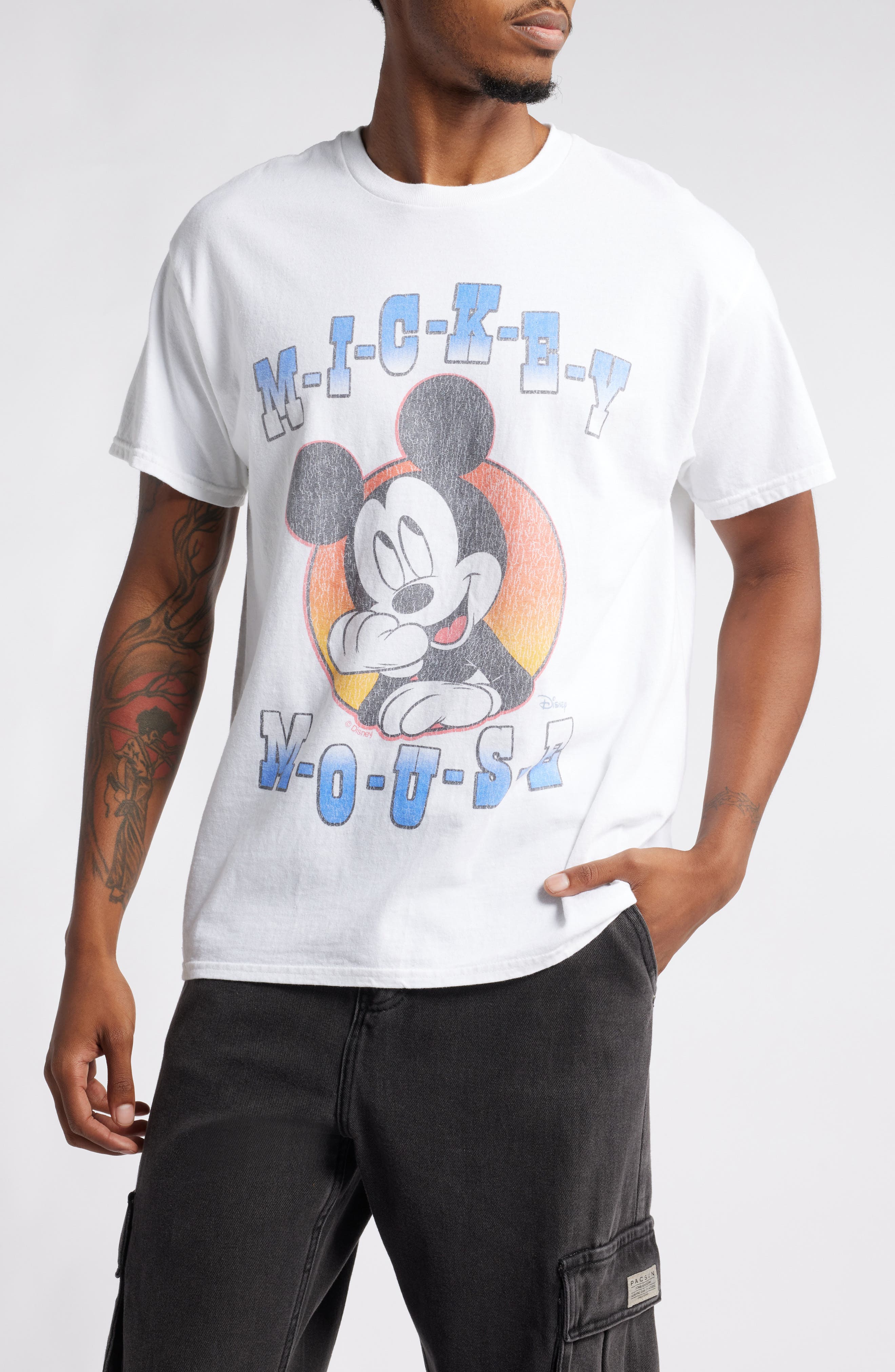 Junk Food Mickey Mouse Graphic T-Shirt in White Cover