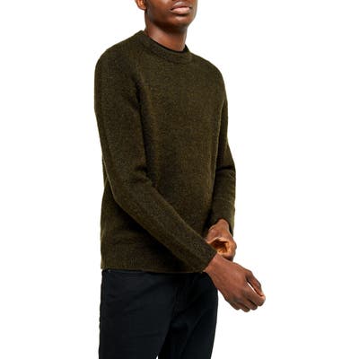 Topman Harlow Classic Fit Solid Crewneck Sweater, Green