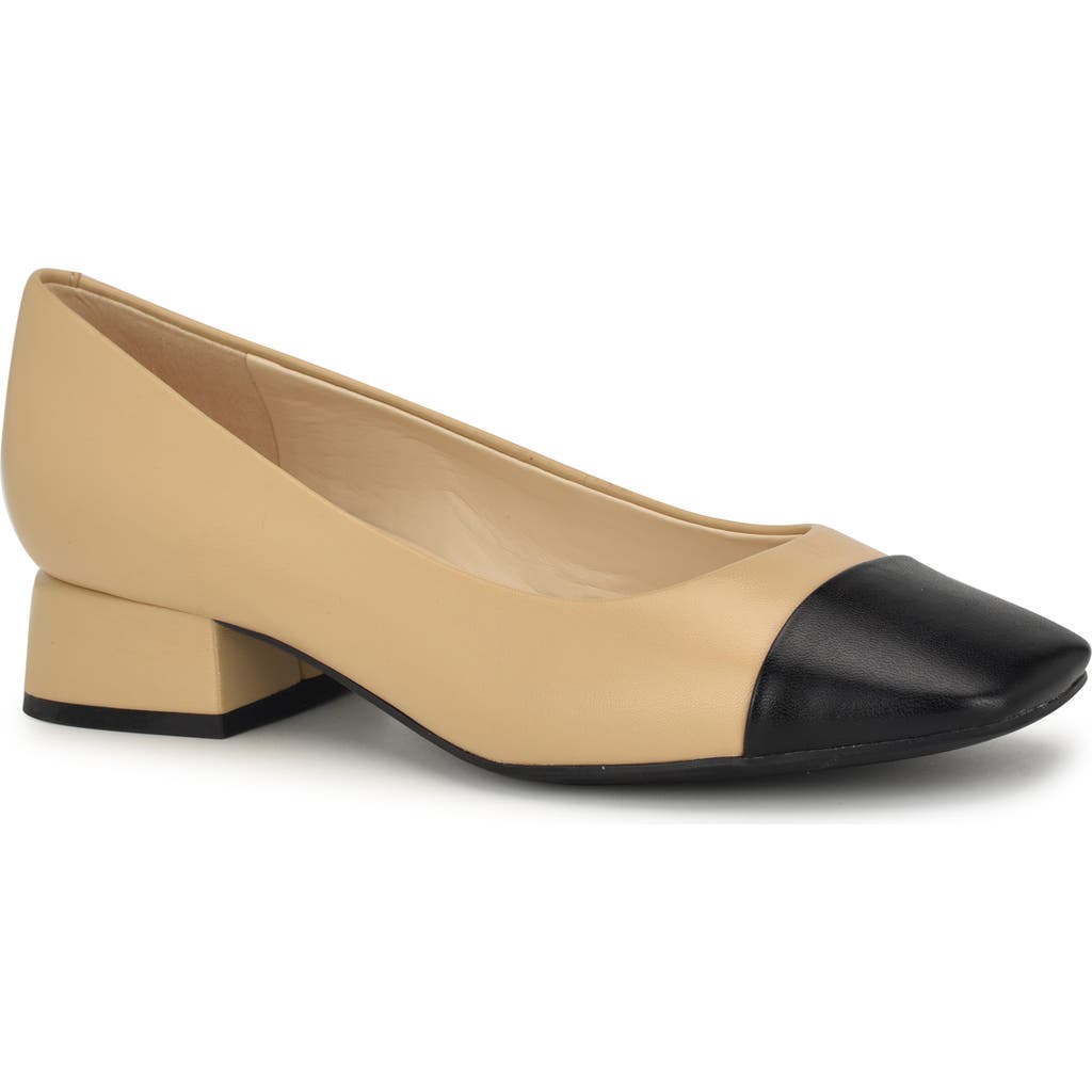 Shop Nine West Sophe Cap Toe Pump In Light Natural