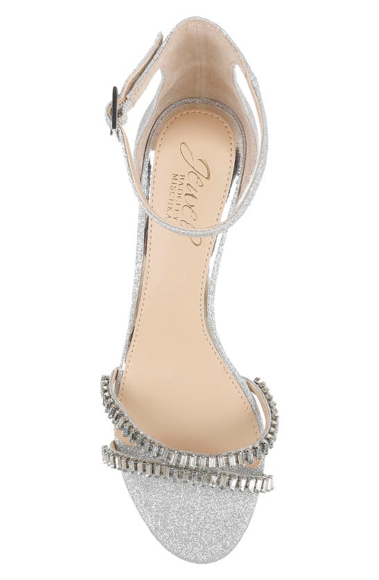 Shop Jewel Badgley Mischka Joanne Embellished Block Heel Sandal In Silver