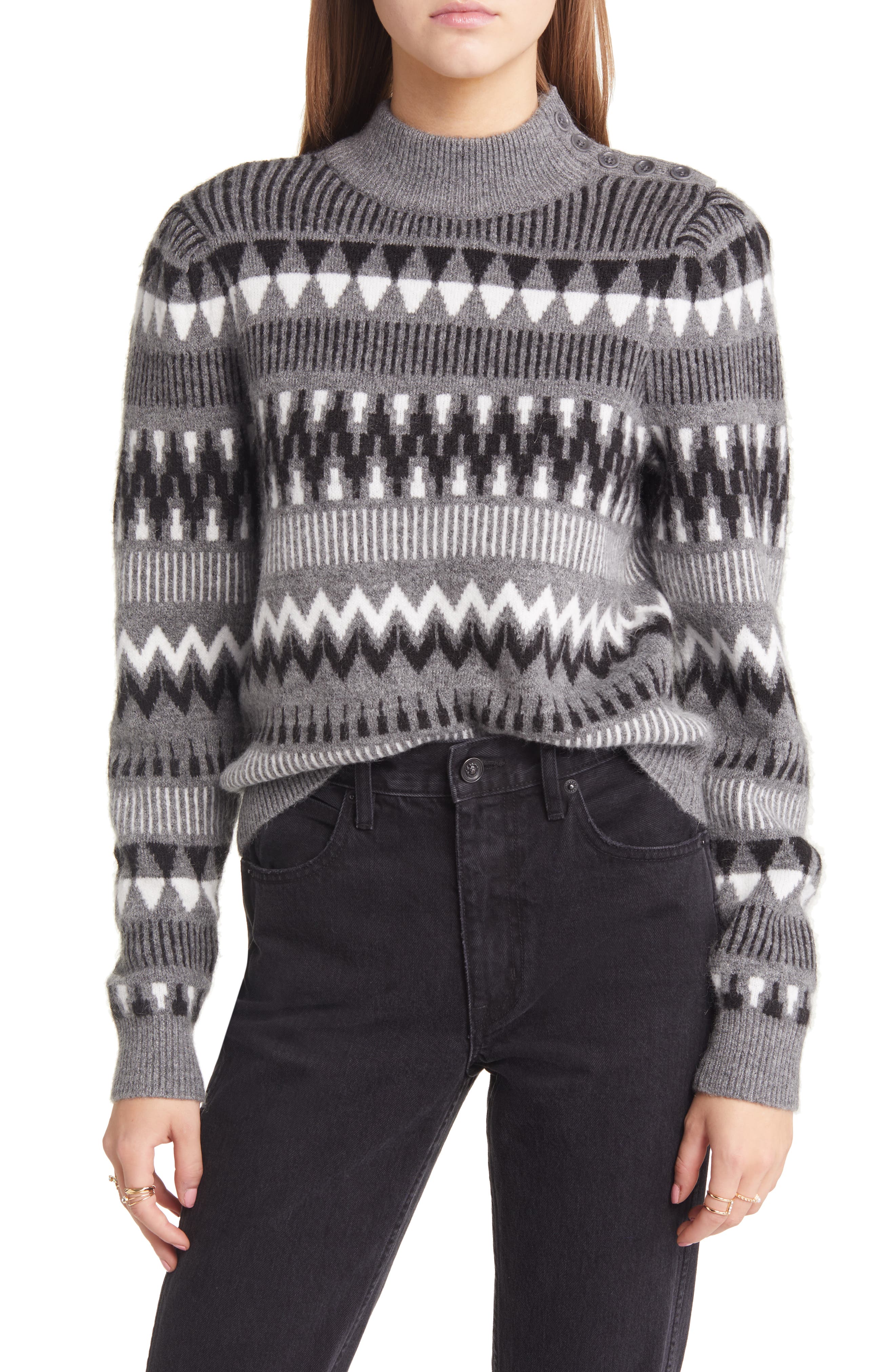 grey frayed sweater