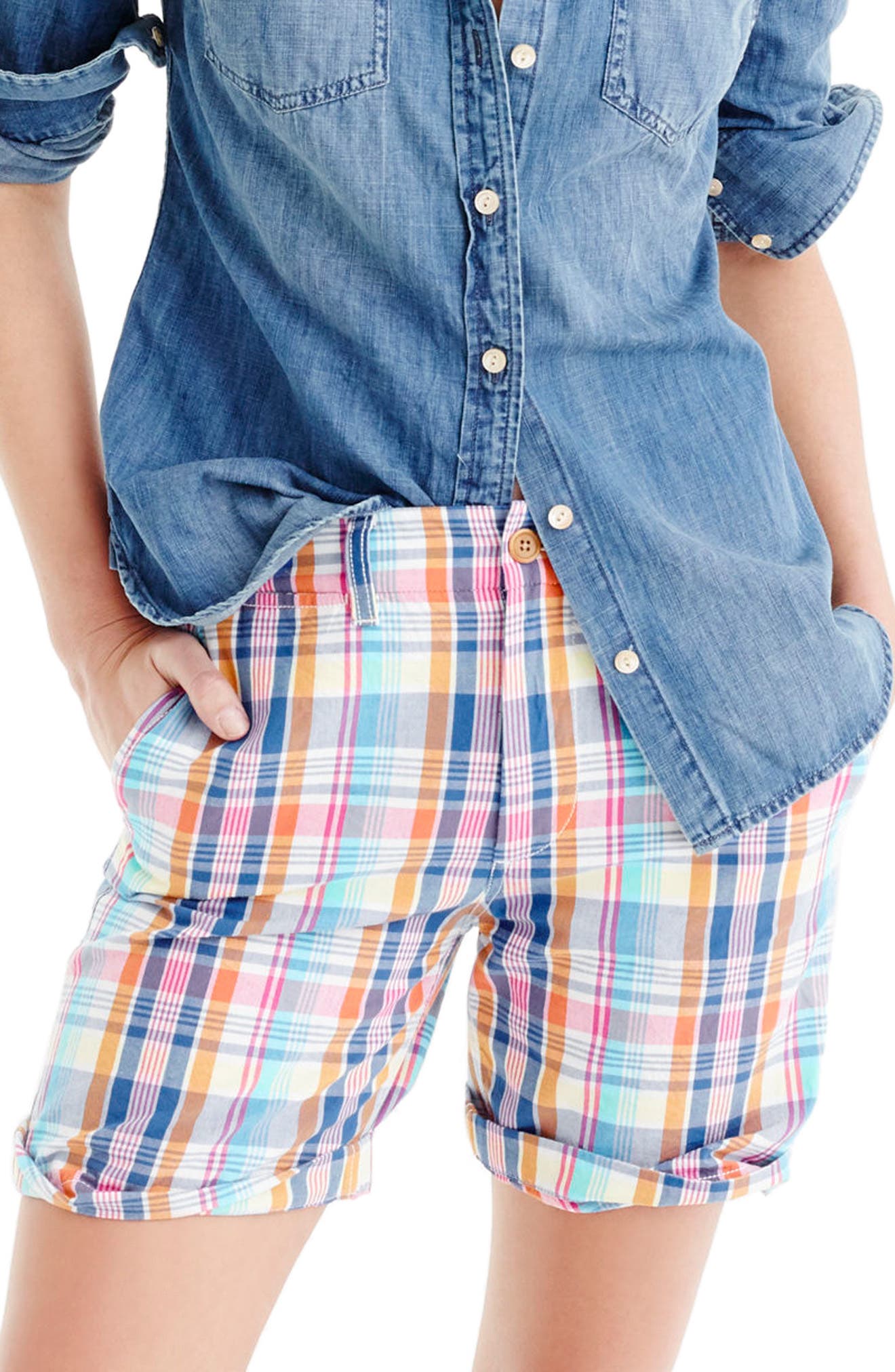 J.Crew Pink Vintage Plaid Boyfriend Shorts Nordstrom