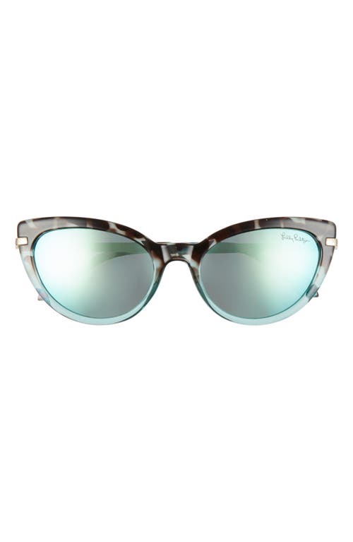 Lilly Pulitzer® Halona 55mm Polarized Cat Eye Sunglasses in Tortoise/Turquoise/Aqua