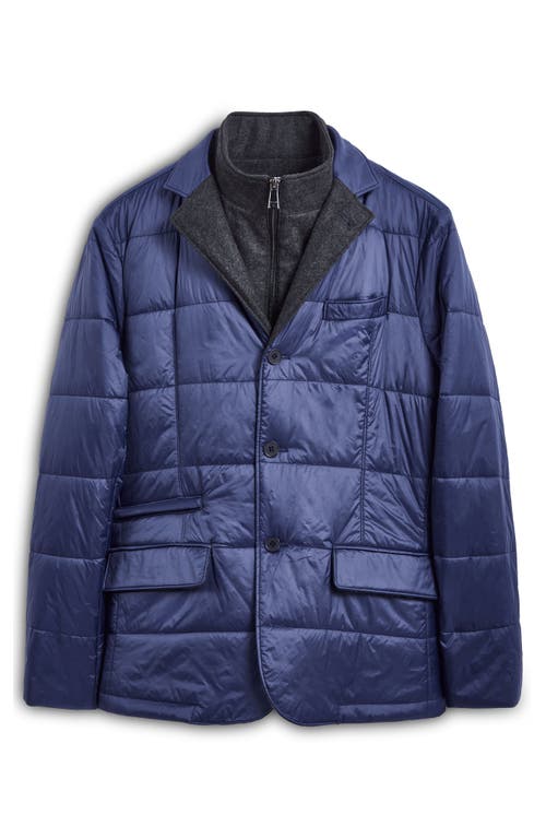 Shop Bugatchi Quilted Water Repellent Nylon Blazer With Bib In Navy