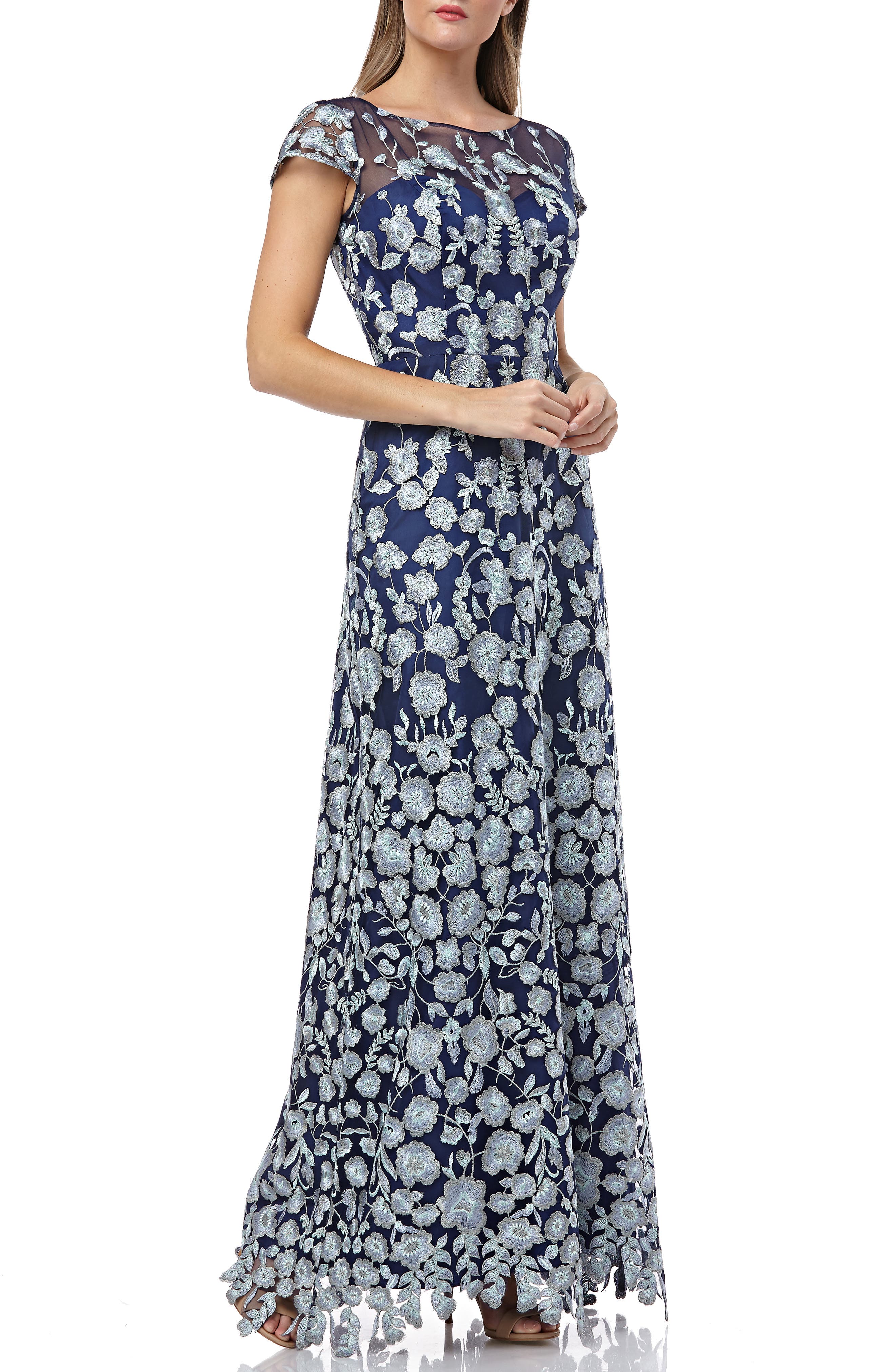 Js Collections Embroidered Lace Gown