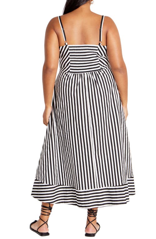 Shop City Chic Zaya Stripe Sleeveless Midi Dress In Black Stripe