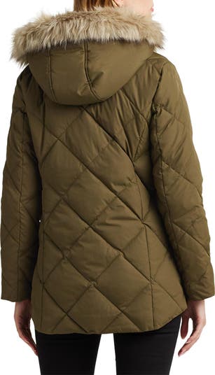 Sam Edelman Hooded Down & Feather Fill Parka with Faux Fur Trim