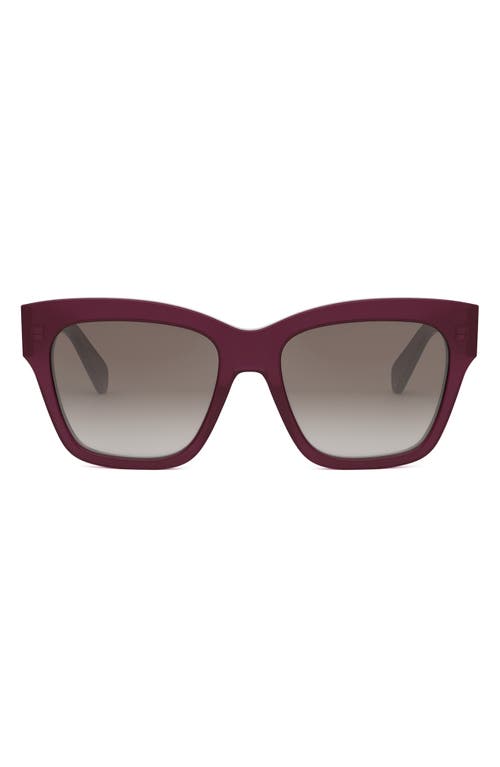 Shop Celine Triomphe 55mm Round Sunglasses In Shiny Bordeaux/brown