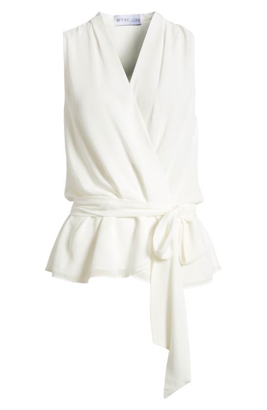 Shop Nikki Lund Golriz Wrap Tie Waist Sleeveless Top In White