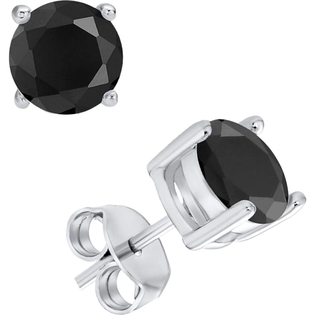 Donatello Gian Sterling Silver Black Round Studs In Black