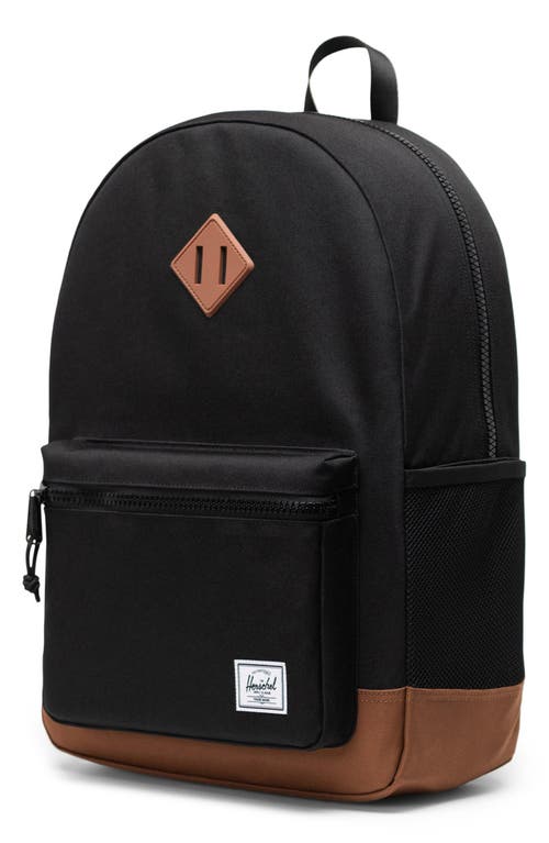 Shop Herschel Supply Co . Kids' Heritage Recycled Polyester Backpack In Black/saddle Brown