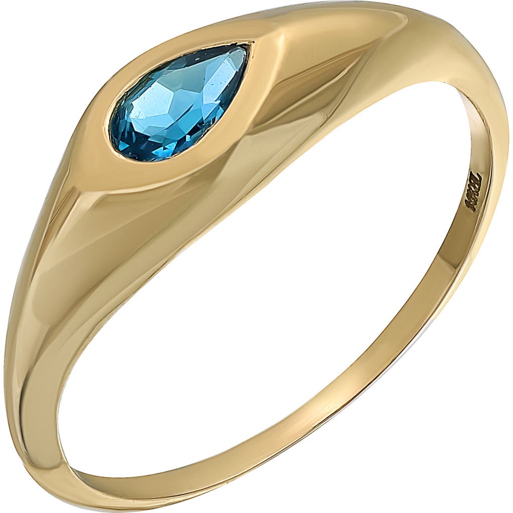 Bony Levy Bezel Stone Ring In 14k Yg - Light Blue Topaz