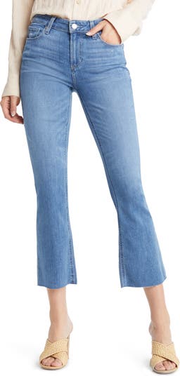 PAIGE Shelby Mid Rise Raw Hem Crop Flare Jeans | Nordstrom