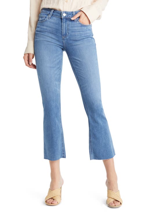 PAIGE Shelby Mid Rise Raw Hem Crop Flare Jeans in Bliss Distressed at Nordstrom,