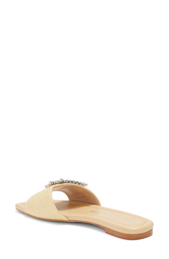 Stuart Weitzman Shine Buckle Slide Sandal In Wheat