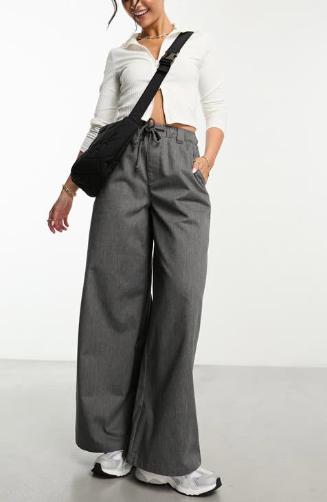 ASOS DESIGN low rise flare pants with strap detail and ruched