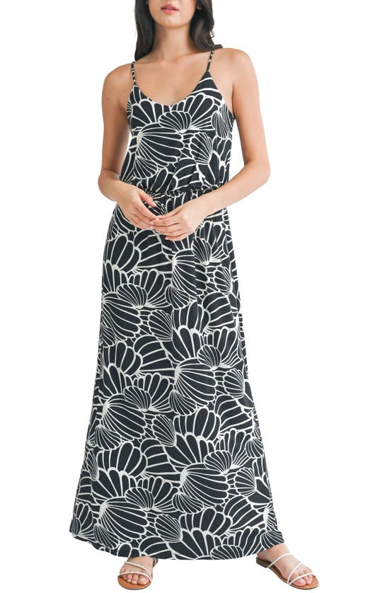 Lush Abstract Print Maxi Dress In Black Abstract