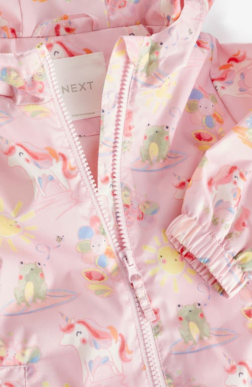 Shop Next Kids' Water Resistant Hooded Jacket In Pink Unicorn