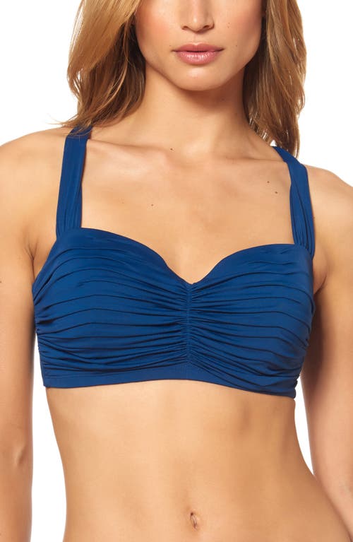 Rod Beattie Kore Shirred Bandeau Bikini Top Navy at Nordstrom,