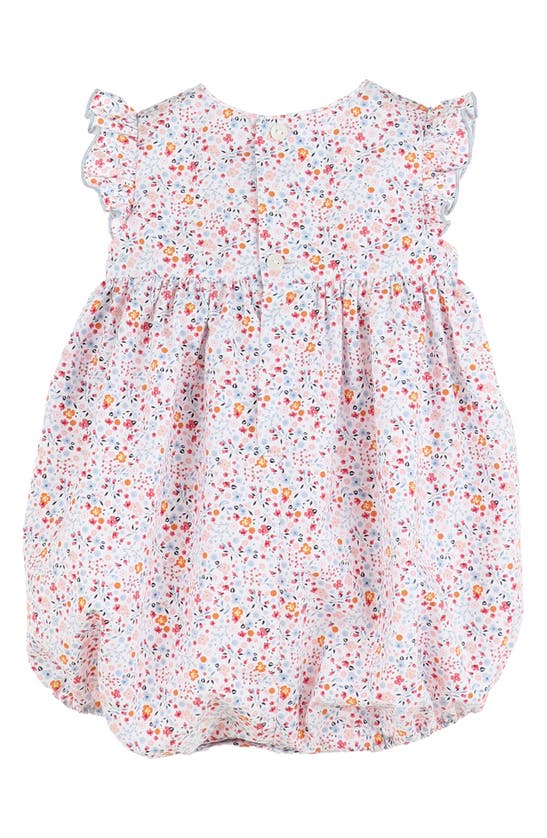 Luli & Me Floral Cotton Bubble Romper In Coral