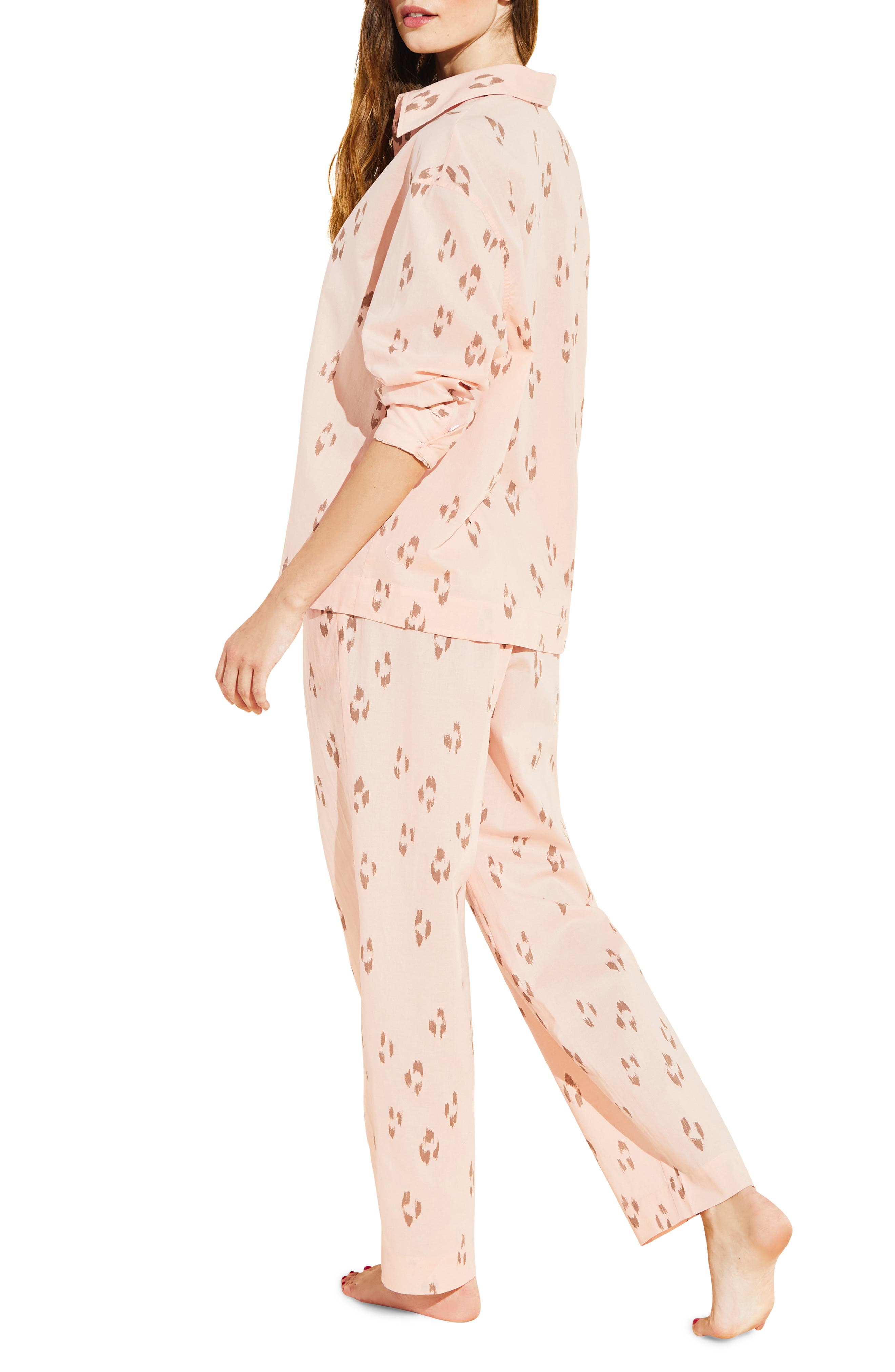 Eberjey Stripe Sandwashed Organic Cotton Pajamas in Animalrose