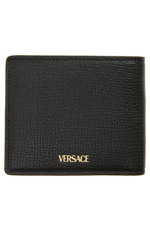 Versace Medusa Leather Bifold Wallet In Black/ Gold