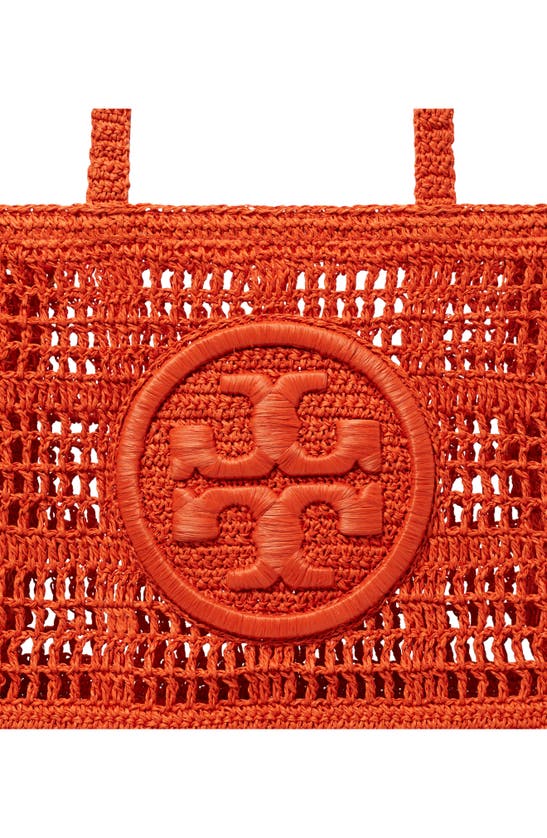 Shop Tory Burch Ella Small Hand Crochet Tote In Poppy Red