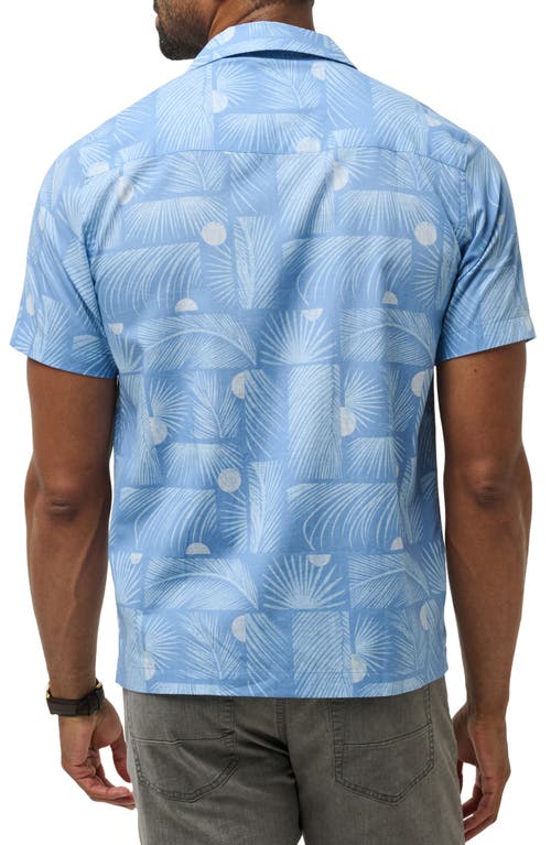 Shop Travismathew Solar Event Tropical Print Lyocell & Cotton Camp Shirt In Quiet Harbor