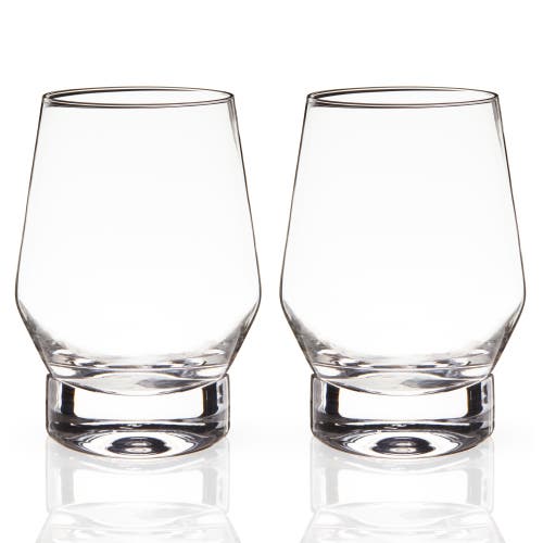 Viski Raye Crystal Heavy Base Whiskey Glasses Set Of 2 In Clear