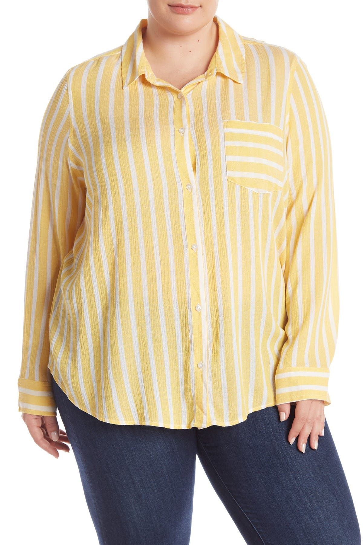 plus size denim tie front shirt