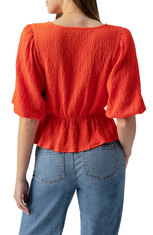 Shop Sanctuary Textured Puff Sleeve Blouse In Spicy Orange