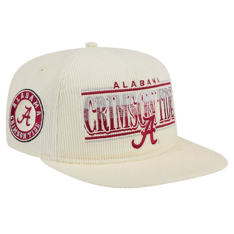 New Era Cream Alabama Crimson Tide Throwback Golfer Corduroy Snapback Hat In Neutral