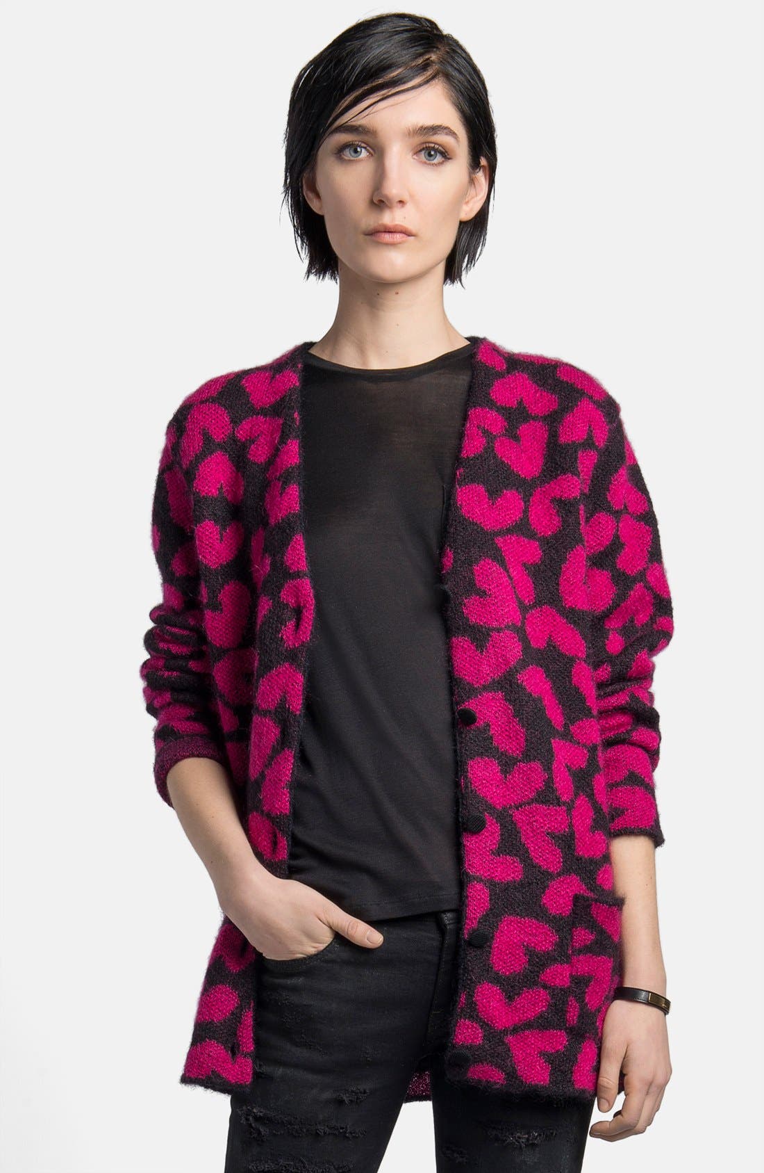 heart pattern cardigan