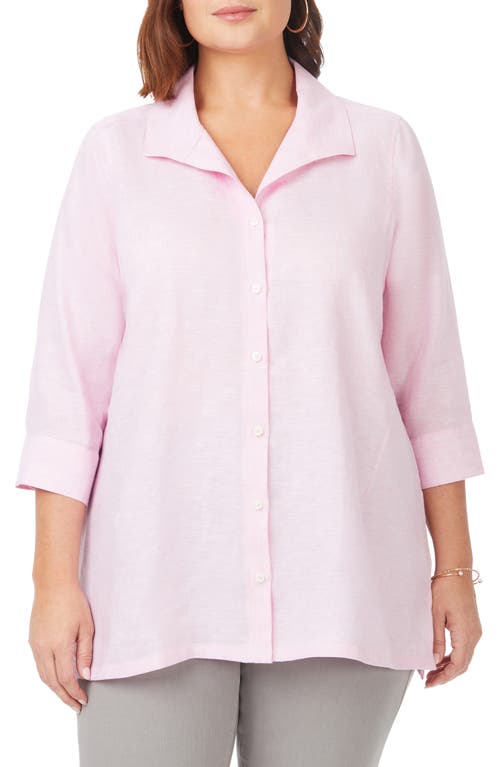 Foxcroft Stirling Button-Up Linen Tunic Pure Pink at Nordstrom,
