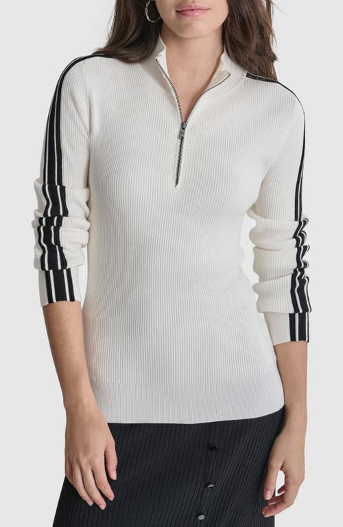 DKNY DKNY SLEEVE STRIPE HALF ZIP SWEATER 