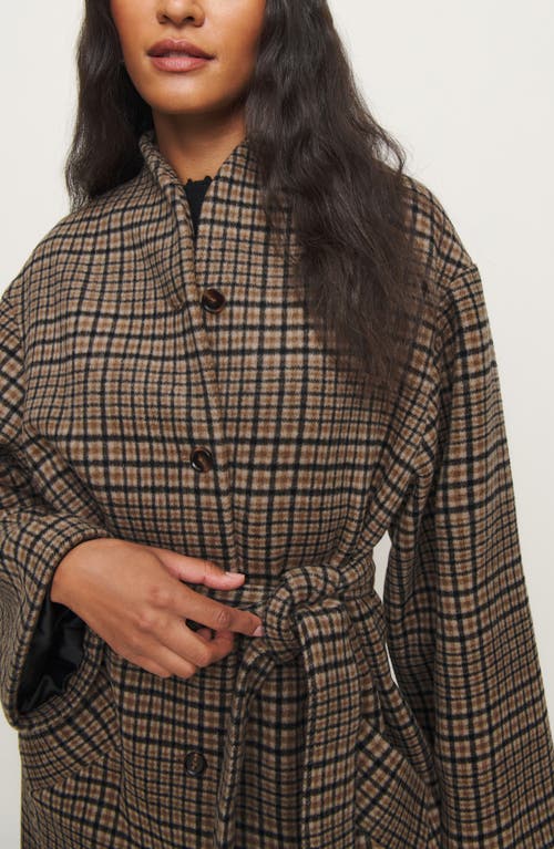 Shop Reformation X Kacey Musgraves Cotswolds Plaid Wool Blend Coat In Toffee Plaid