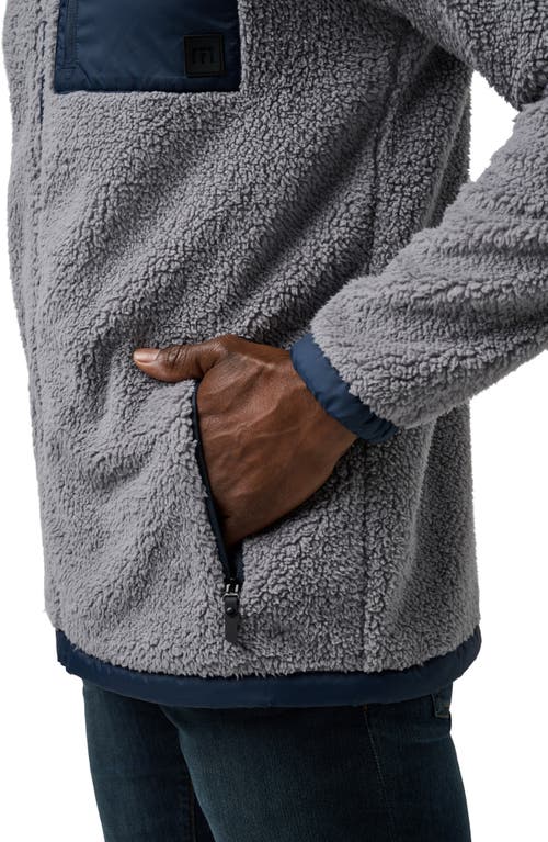 Travismathew Ventura High Pile Fleece Hooded Jacket In Blue