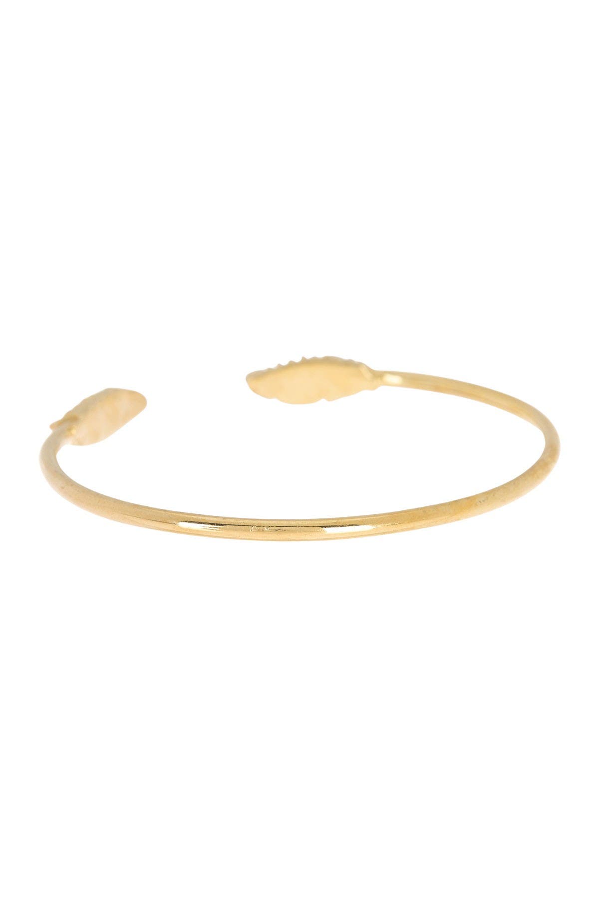 Alex And Ani 14k Gold Plated Feather Open Cuff Bracelet In Rust/copper