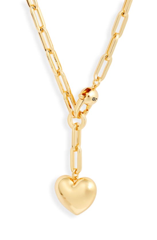 Jenny Bird Puffy Heart Charm Paper Clip Chain Necklace In High Polish Gold
