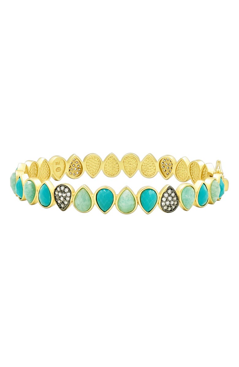FREIDA ROTHMAN Teardrop Bangle, Main, color, TURQUOISE/ GOLD/ BLACK