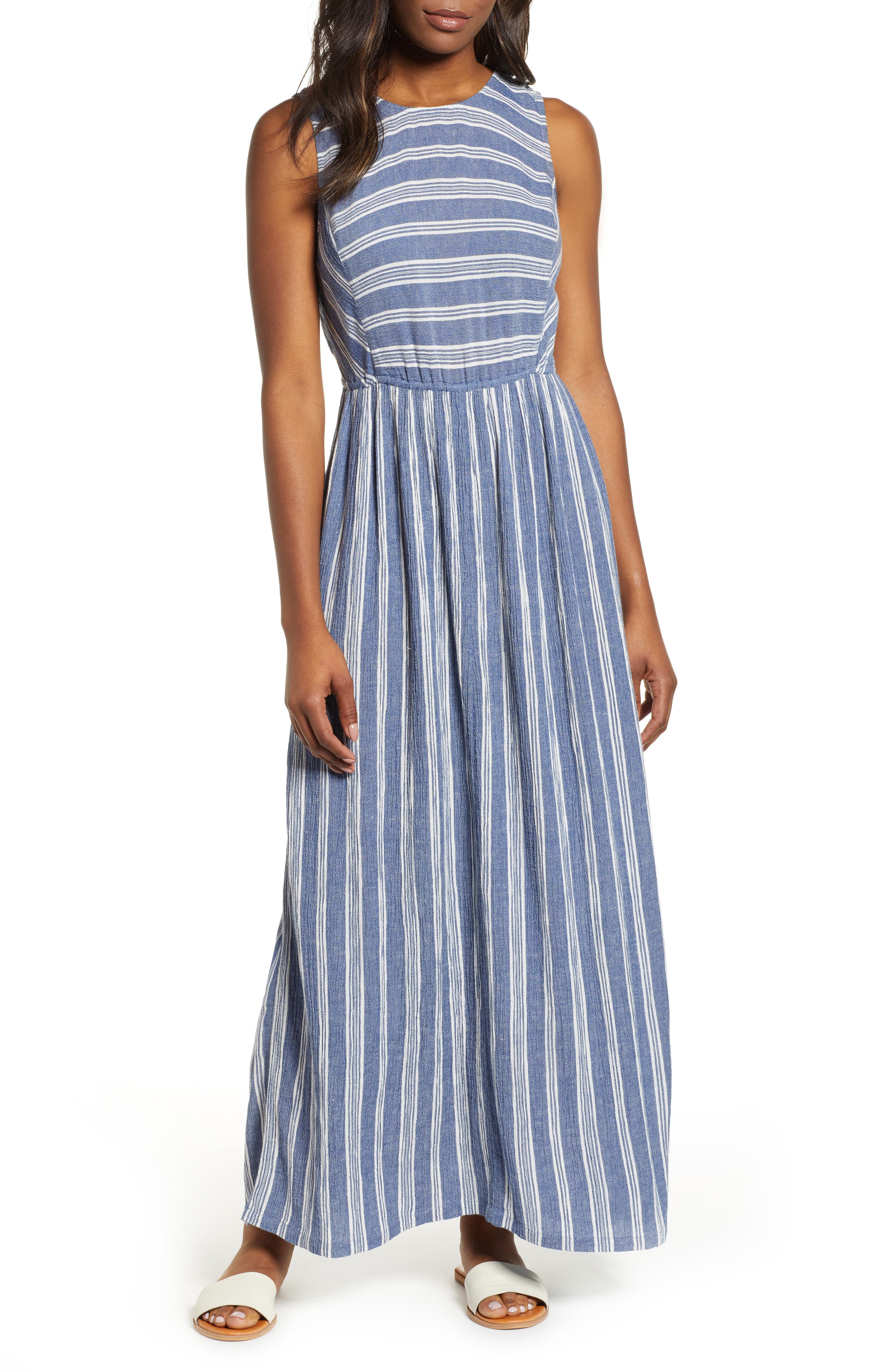 Caslon Smocked Back Maxi Dress, Blue
