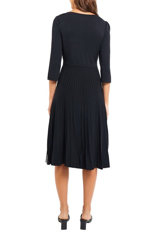 Shop Misook Contrast Panel Knit Dress In Black/white